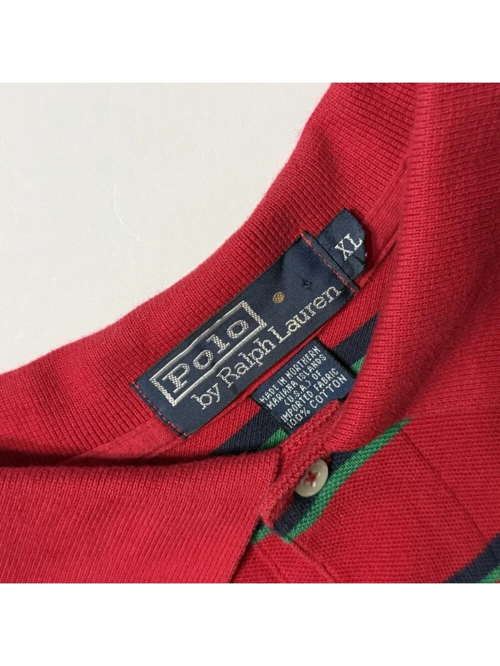 Vintage Polo Ralph Lauren Striped Red Green Stripe Usa Polo Shirt Men’s XL